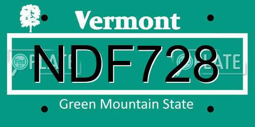 NDF728 Vermont License Plate