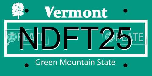 NDFT25 Vermont License Plate
