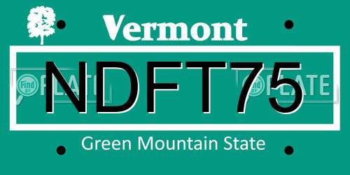 NDFT75 Vermont License Plate