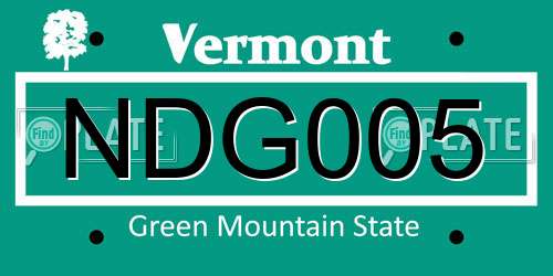 NDG005 Vermont License Plate