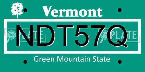 NDT57Q Vermont License Plate