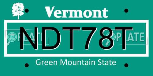 NDT78T Vermont License Plate