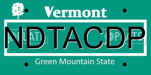NDTACDP Vermont License Plate