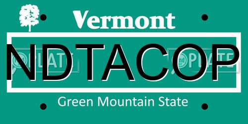 NDTACOP Vermont License Plate
