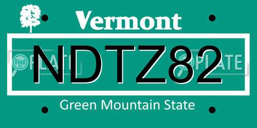 NDTZ82 Vermont License Plate