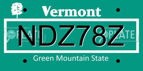 NDZ78Z Vermont License Plate
