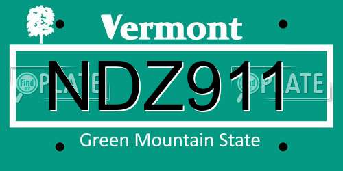 NDZ911 Vermont License Plate