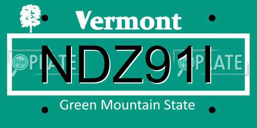 NDZ91I Vermont License Plate
