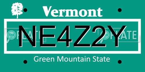 NE4Z2Y Vermont License Plate