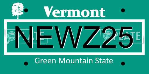 NEWZ25 Vermont License Plate