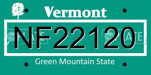 NF22120 Vermont License Plate
