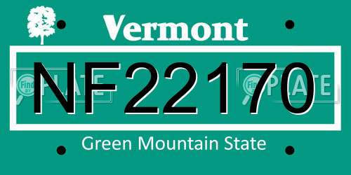 NF22170 Vermont License Plate