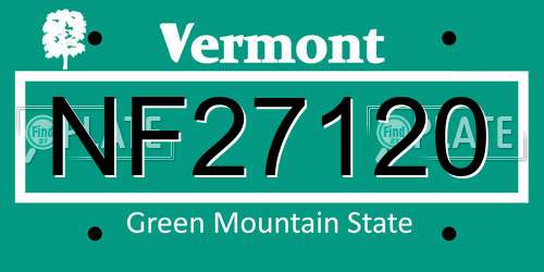 NF27120 Vermont License Plate