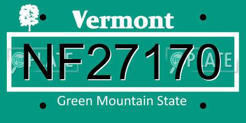 NF27170 Vermont License Plate