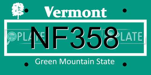 NF358 Vermont License Plate