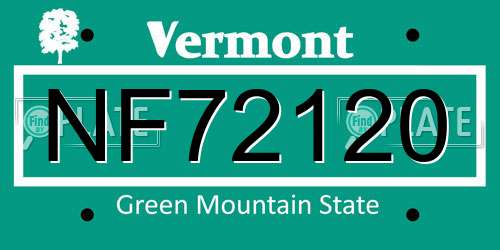 NF72120 Vermont License Plate