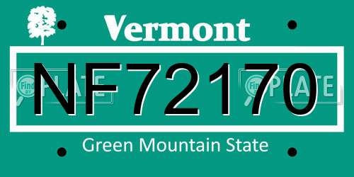 NF72170 Vermont License Plate