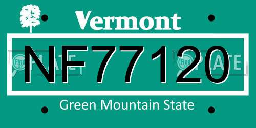 NF77120 Vermont License Plate