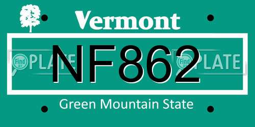 NF862 Vermont License Plate