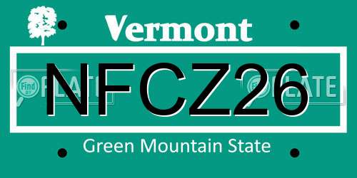 NFCZ26 Vermont License Plate