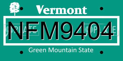 NFM9404 Vermont License Plate