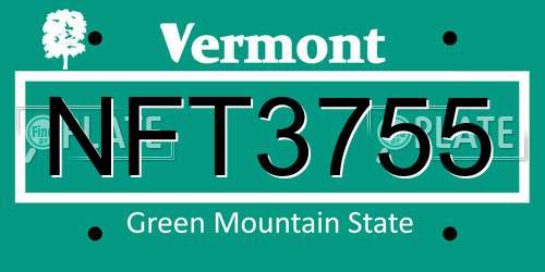 NFT3755 Vermont License Plate