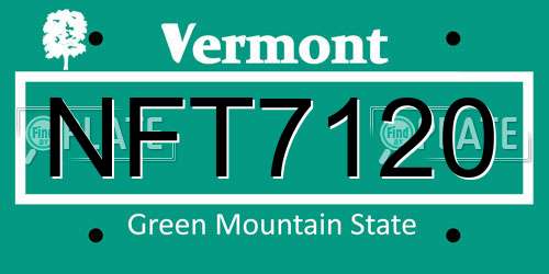 NFT7120 Vermont License Plate