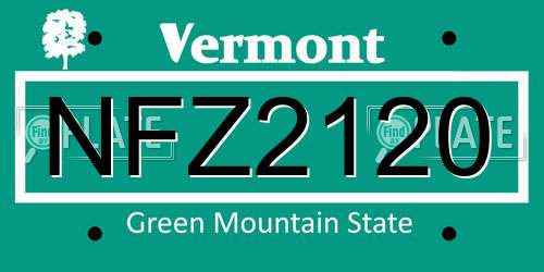 NFZ2120 Vermont License Plate