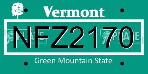 NFZ2170 Vermont License Plate