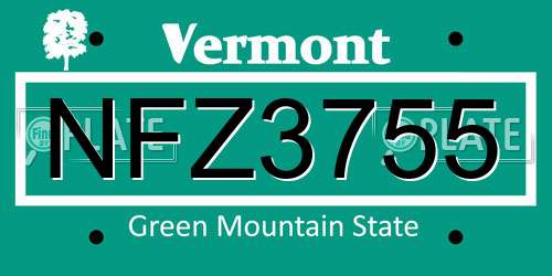 NFZ3755 Vermont License Plate
