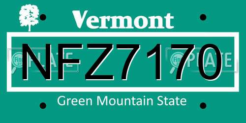 NFZ7170 Vermont License Plate