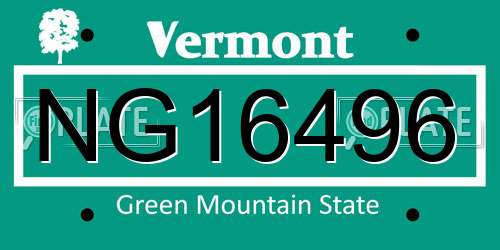 NG16496 Vermont License Plate