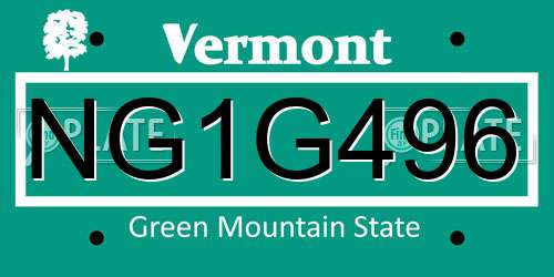 NG1G496 Vermont License Plate