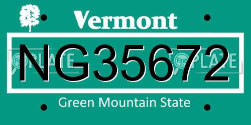 NG35672 Vermont License Plate