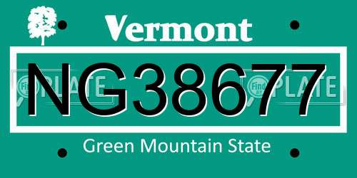 NG38677 Vermont License Plate
