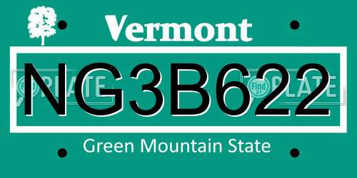 NG3B622 Vermont License Plate