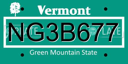 NG3B677 Vermont License Plate