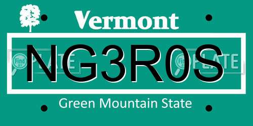 NG3R0S Vermont License Plate