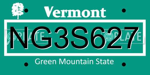 NG3S627 Vermont License Plate