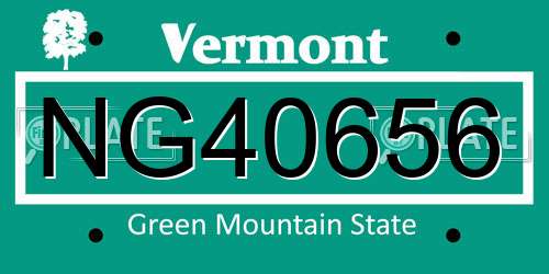 NG40656 Vermont License Plate
