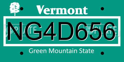 NG4D656 Vermont License Plate