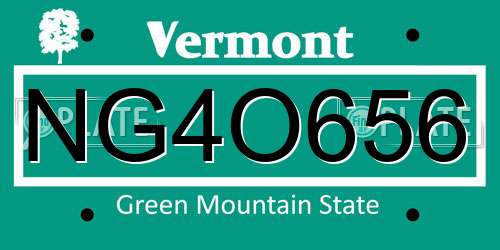 NG4O656 Vermont License Plate