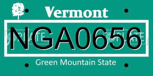 NGA0656 Vermont License Plate