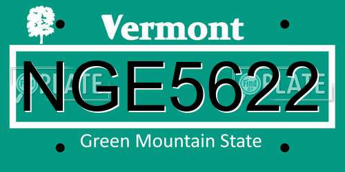 NGE5622 Vermont License Plate