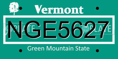 NGE5627 Vermont License Plate