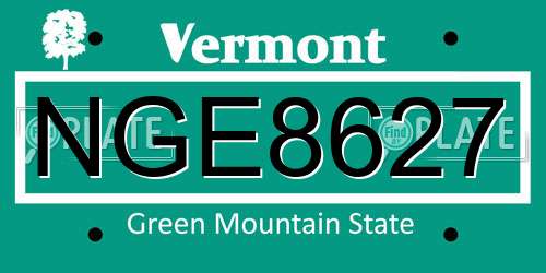 NGE8627 Vermont License Plate