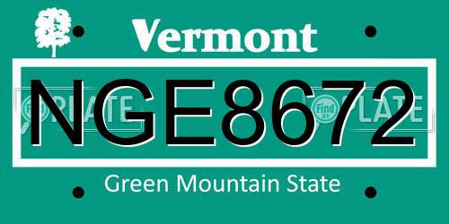 NGE8672 Vermont License Plate