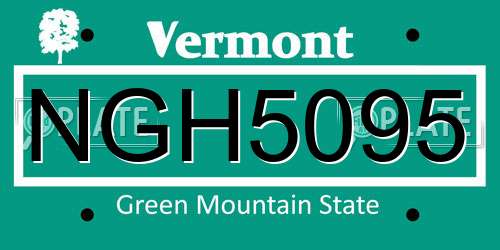 NGH5095 Vermont License Plate