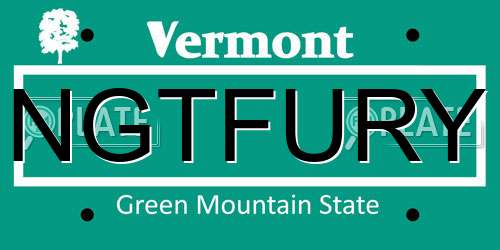 NGTFURY Vermont License Plate