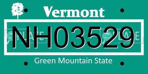 NH03529 Vermont License Plate